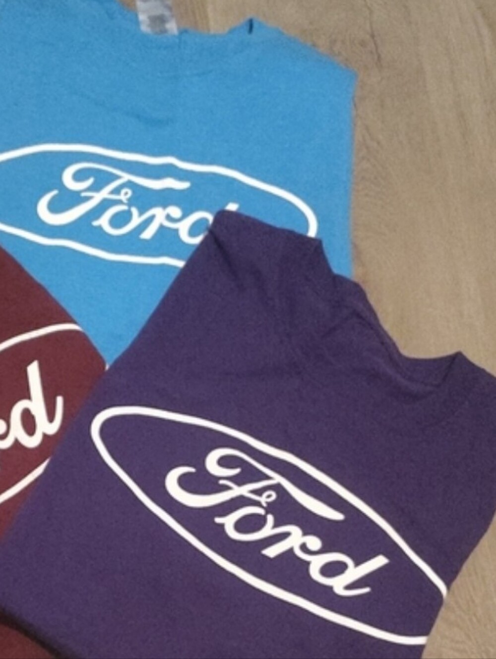 🆕2PC Ford Logo Tee Trio - Aqua Blue & Purple Unisex Sz XL